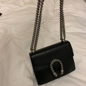 Gucci Dionysus Black Leather Chain Crossbody Bag